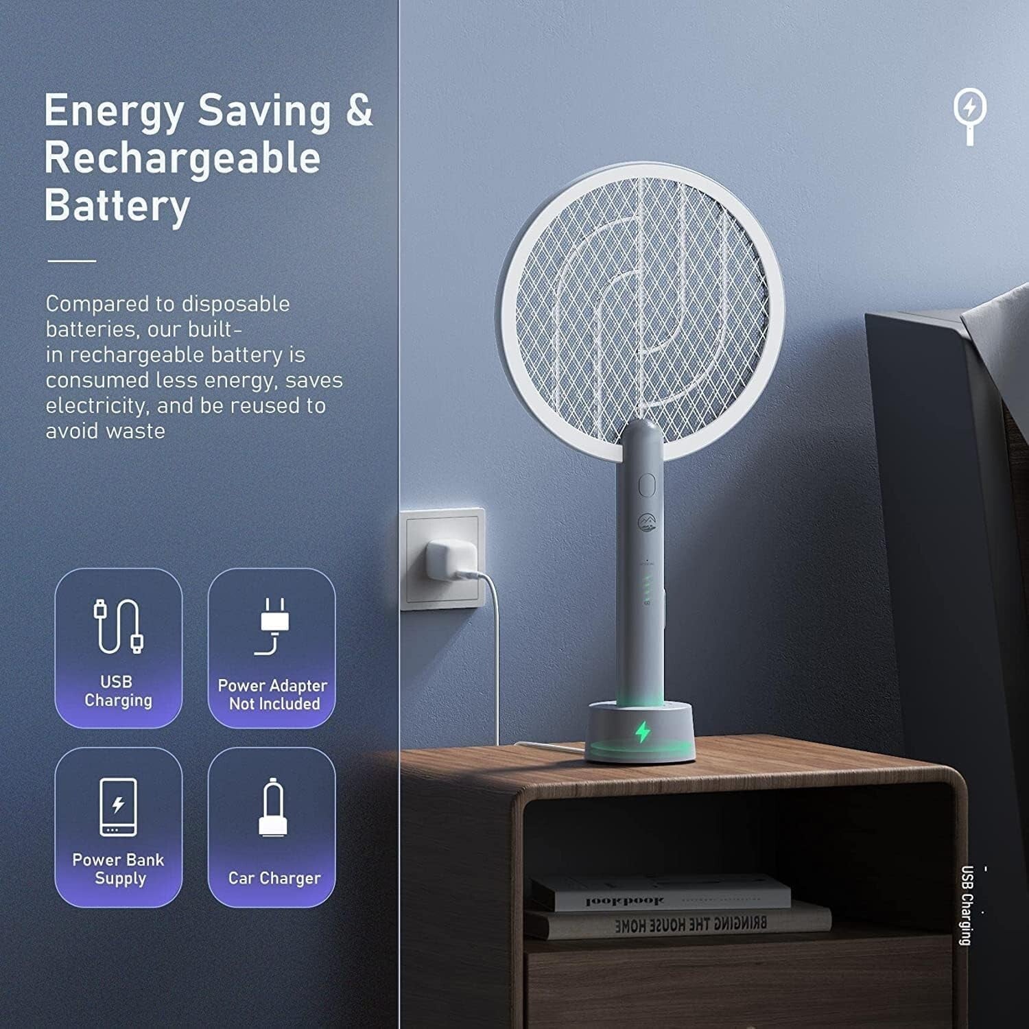 Dual-Function Electric Fly Swatter & Mosquito Trap Lamp - Safe & Eco-Friendly