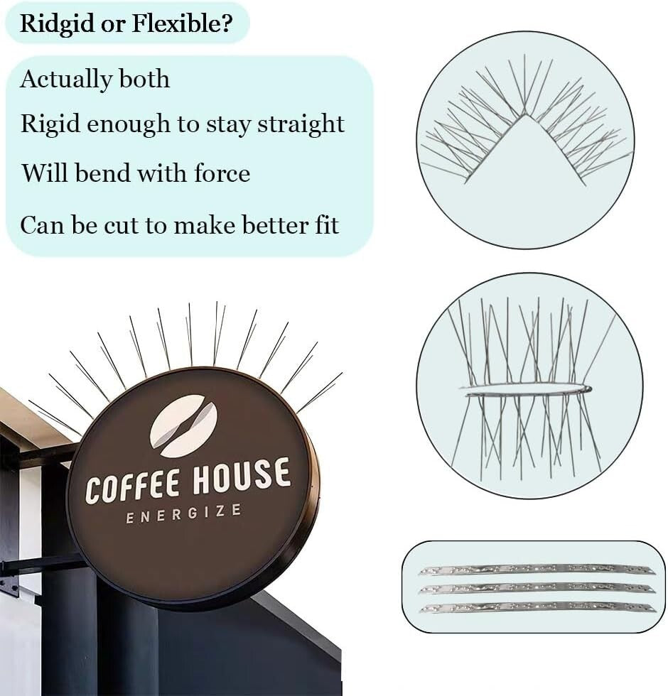 Durable Stainless Steel Bird Control Spikes - Flexible Fit for Any Surface