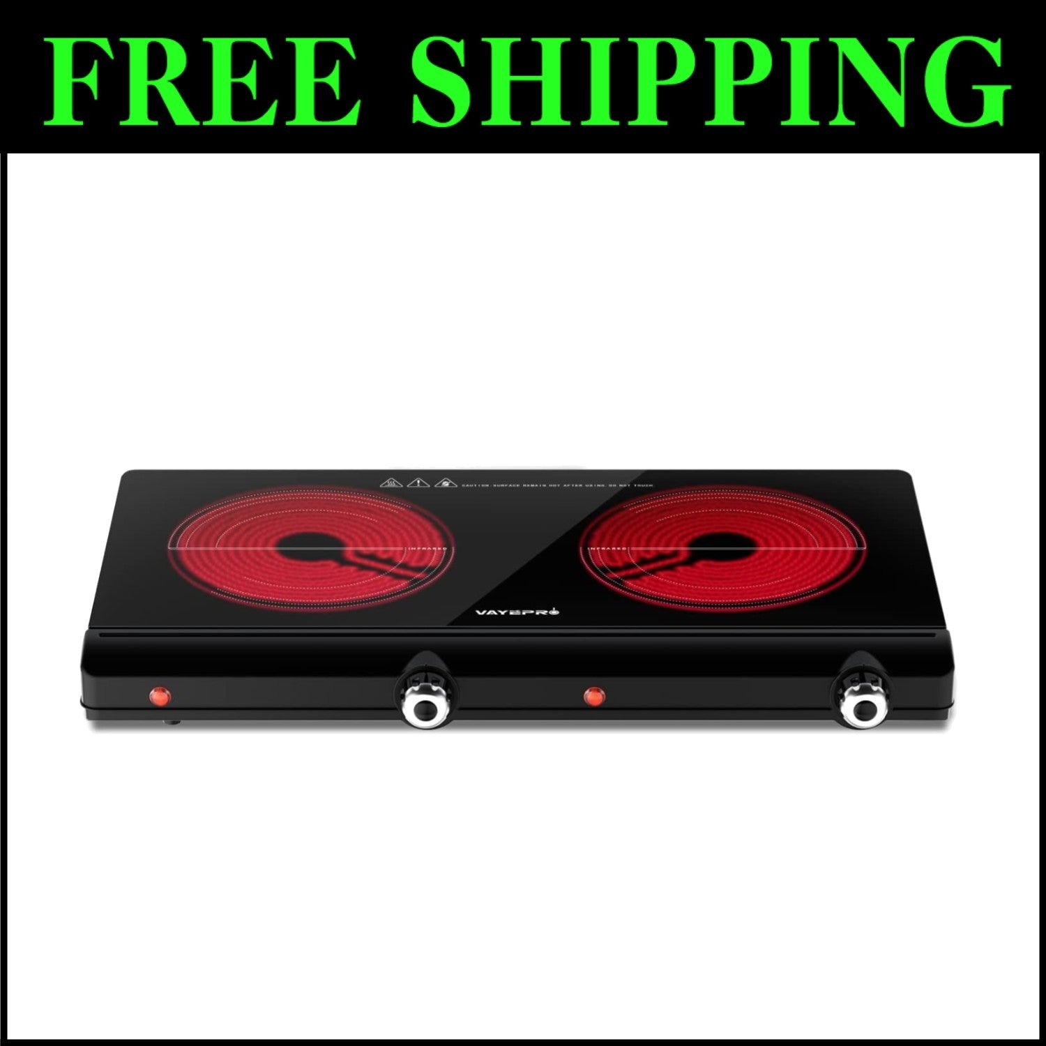 Efficient 2-Burner Portable Electric Cooktop - Safe & Versatile Cooking