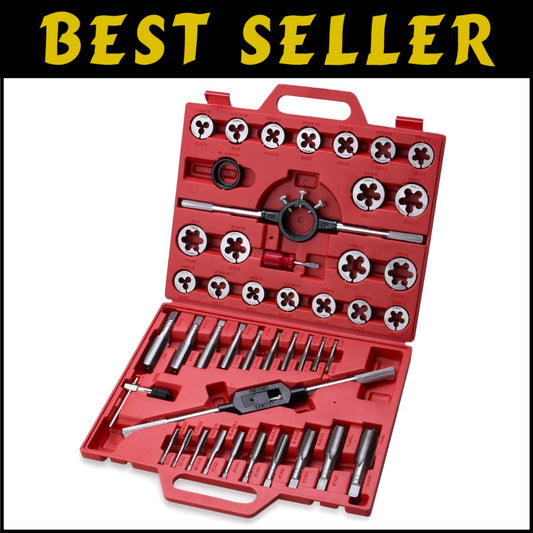 45-Piece Premium Tap and Die Set - Complete Threading Kit for Precision Work