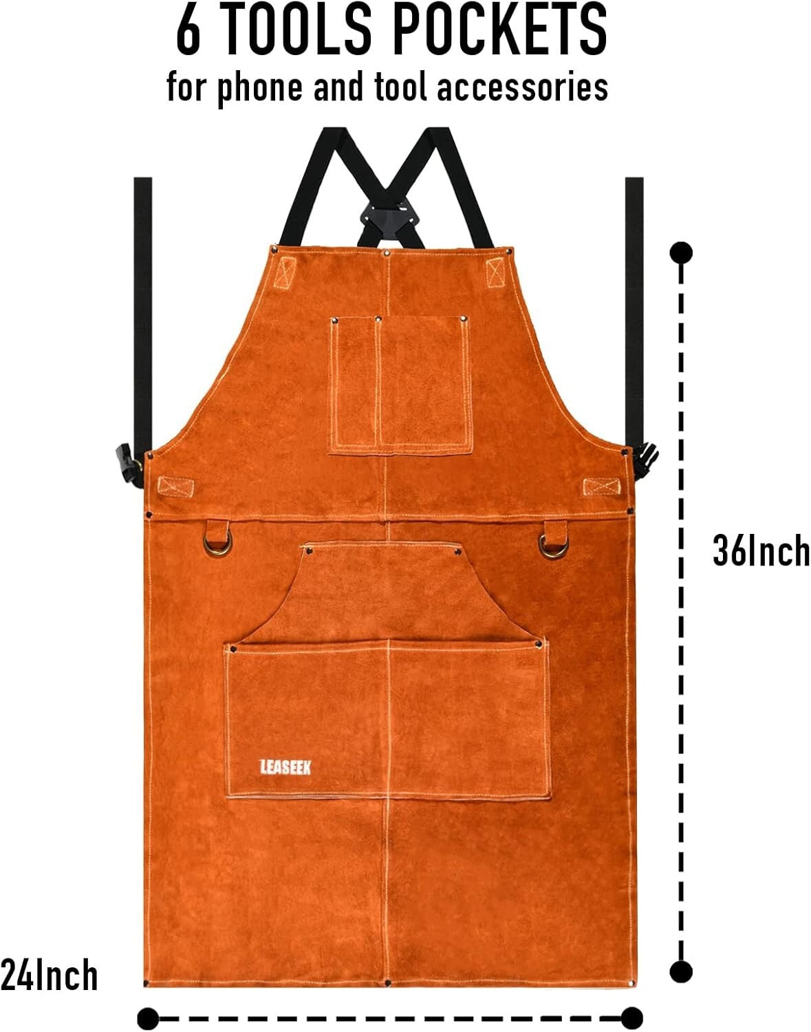 Protection & Comfort: Leather Welding Apron with 6 Pockets - Ideal Gift for Pros