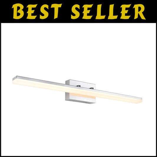 Sleek 36in Chromed LED Vanity Light for Stylish Bathroom - Adjustable & Dimmable