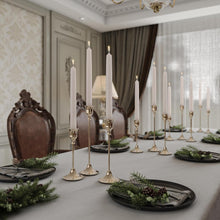 Load image into Gallery viewer, 12-Piece Brass Gold Vintage Candlestick Holders for Weddings and Celebrations