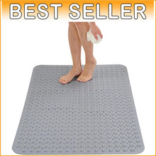 Load image into Gallery viewer, Safe 47" x 32" Gray Shower Mat with Drain Holes - Extra Large &amp; Comfortable