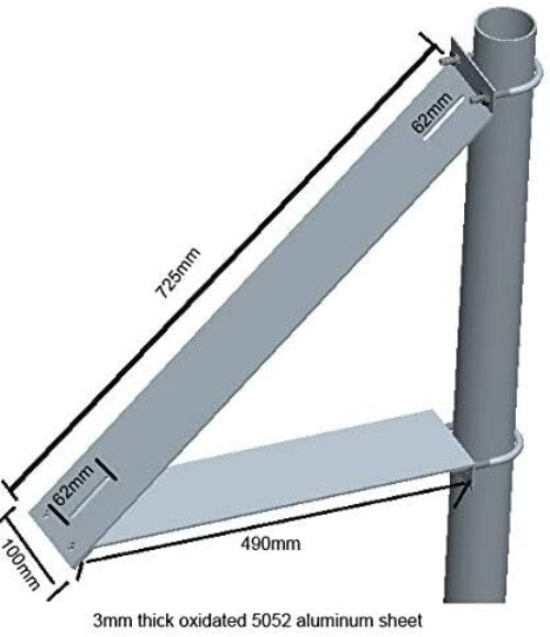 Durable Aluminum Solar Panel Mounting Rack for 30W - 60W with 2-inch Pole Fit