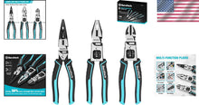 Load image into Gallery viewer, Ergonomic 3-Piece Pliers Set: 8.5" Lineman, Long Nose, and Diagonal Cutters