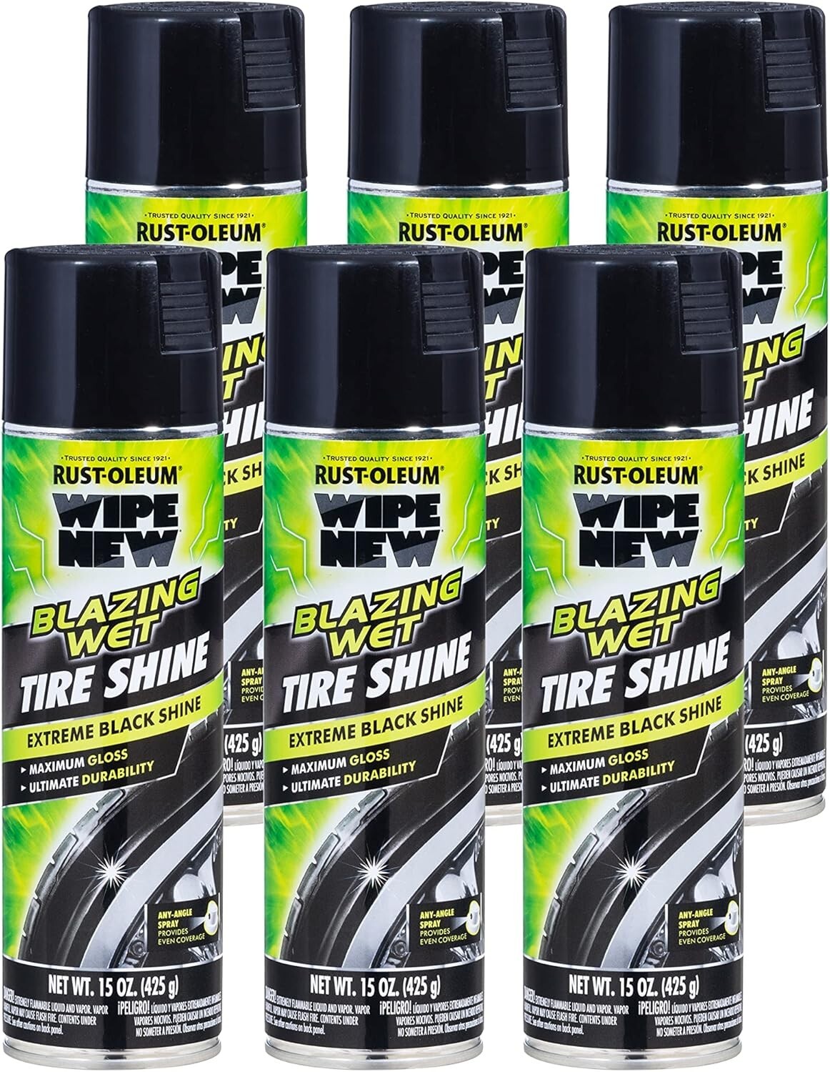 Enhanced Tire Appearance with Blazing Wet Shine - Long-Lasting Formula, 6 Pack