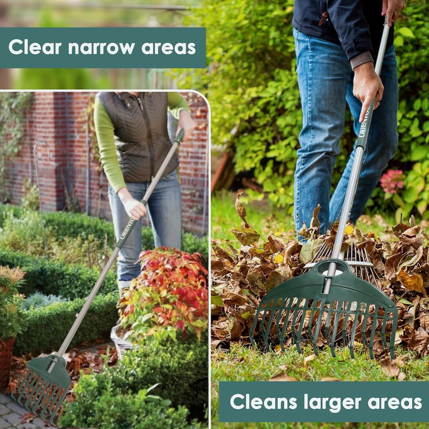 Compact Foldable Garden Rake with Ergonomic Handle - Effortless Leaf Cleanup
