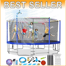 Load image into Gallery viewer, Upgraded 16FT Trampoline for Kids - Includes Sprinkler, Light &amp; Game Hoop