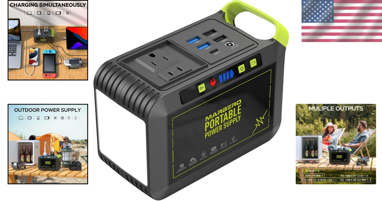 Lightweight Portable Power Station with Multi-Output Ports - Ideal for Travel