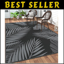 Load image into Gallery viewer, Tropical Palm Leaf Design Outdoor Rug 6' x 9' - Perfect for Beach or Deck