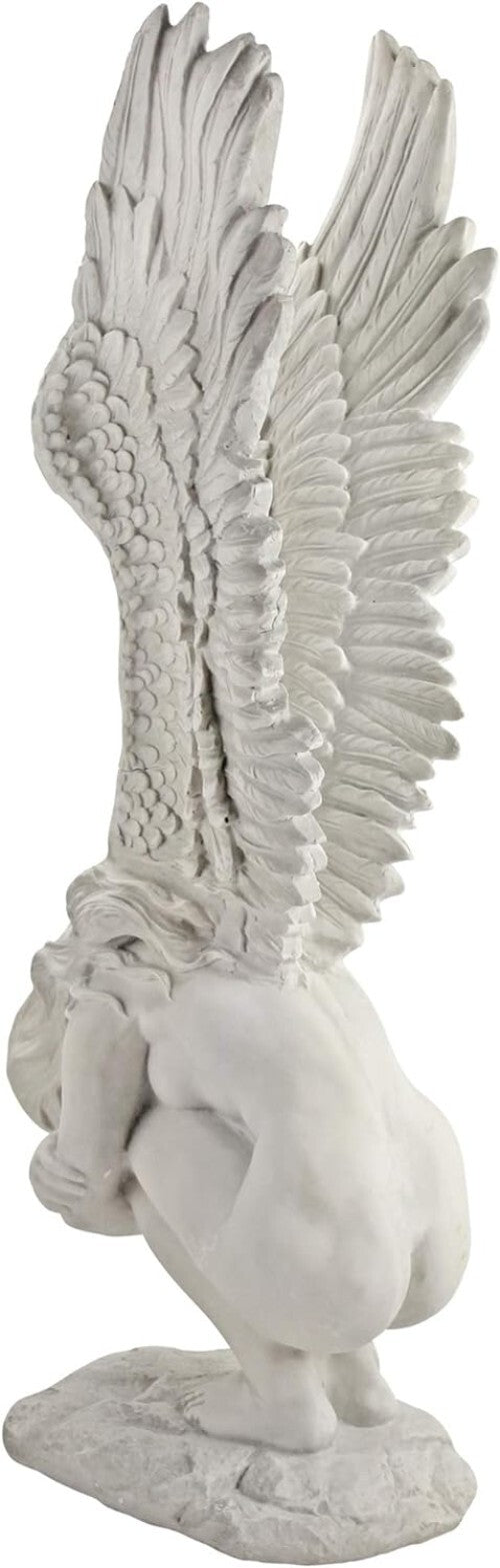Antique Stone Finish Angel Statuary - 30 Inch Remembrance for Gardens and Homes