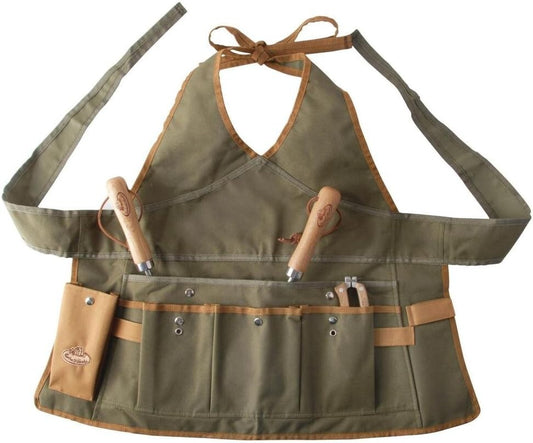 Chic Olive Green Gardening Apron with Multiple Pockets - One Size Fit All