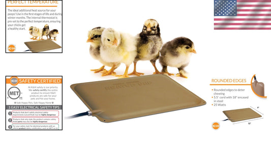 9 X 12in Energy-Efficient Heated Chicken Pad: Safe and Durable Nesting Solution