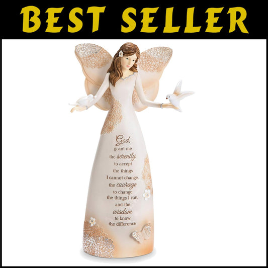Elegant 9'' Silver Serenity Angel Figurine with Debossed Quote - Luxury Decor