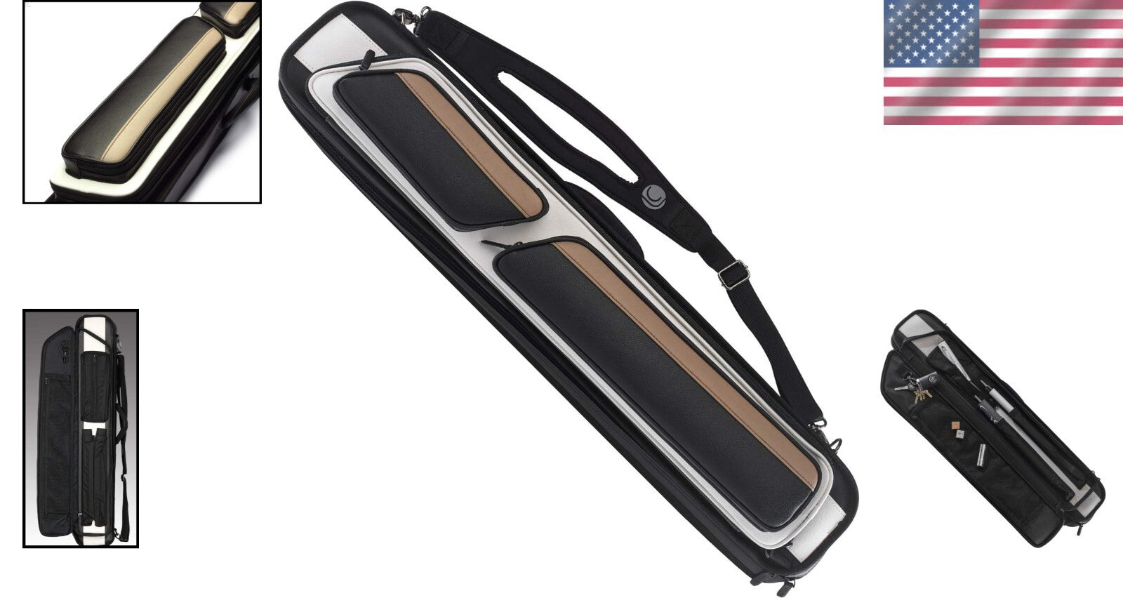 Luxury Soft Cue Case - Holds 4 Butts, 8 Shafts & Jump Cue - Zipper Closure