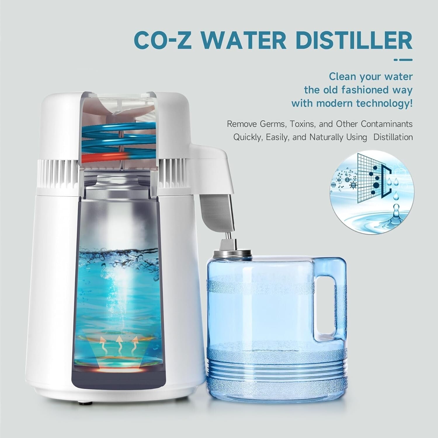 Versatile Distilled Water Maker - Ideal for Home, Office, and Labs - 1.5 L/h