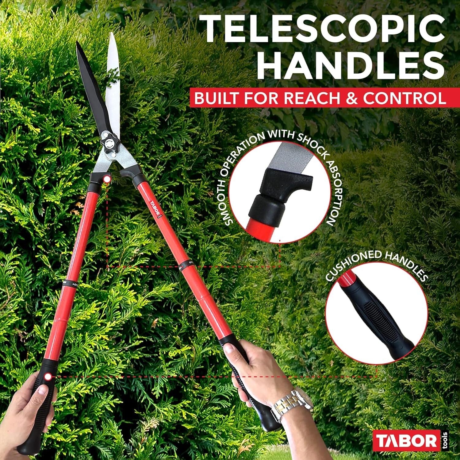Extendable Manual Hedge Clippers with Precision Wavy Blade for Healthy Shrubs