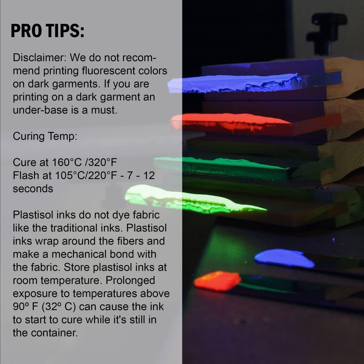 8 oz. Vibrant Fluorescent Plastisol Ink Kit - Durable for Any Fabric Surface