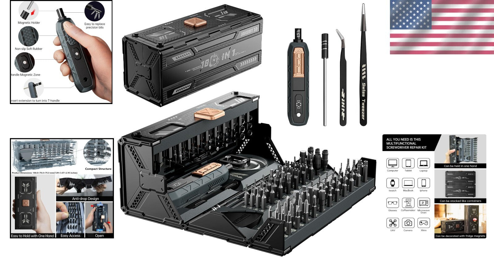 Versatile Magnetic Precision Screwdriver Kit for Laptops, Gaming Consoles & More