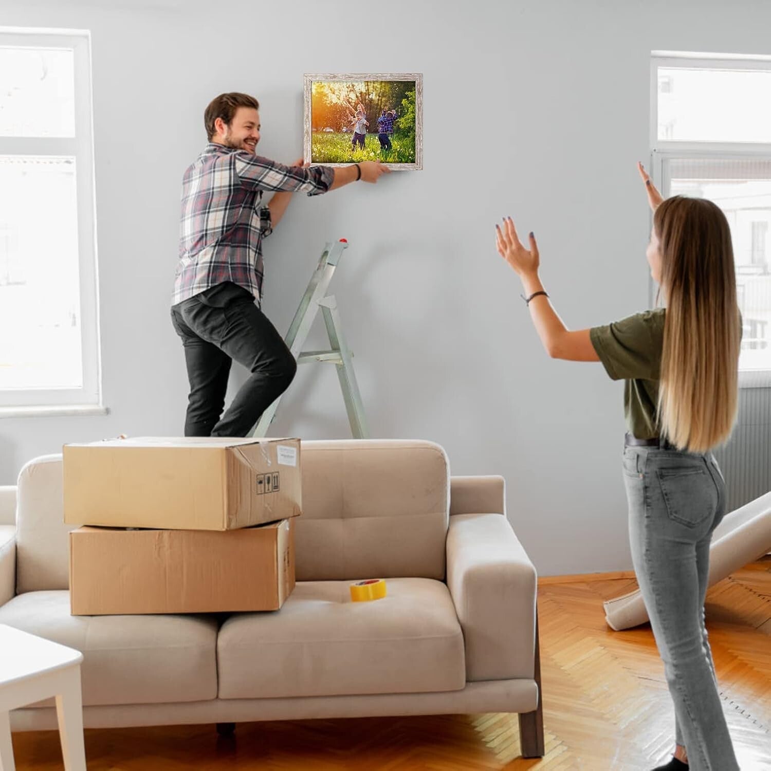 Set of 12 Rustic 8x10 Picture Frames in Distressed Beige for Stylish Displays