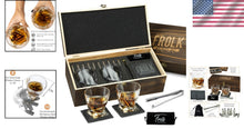 Load image into Gallery viewer, Sophisticated Whiskey Experience Set - 10 Steel Stones &amp; Elegant Crystal Glasses
