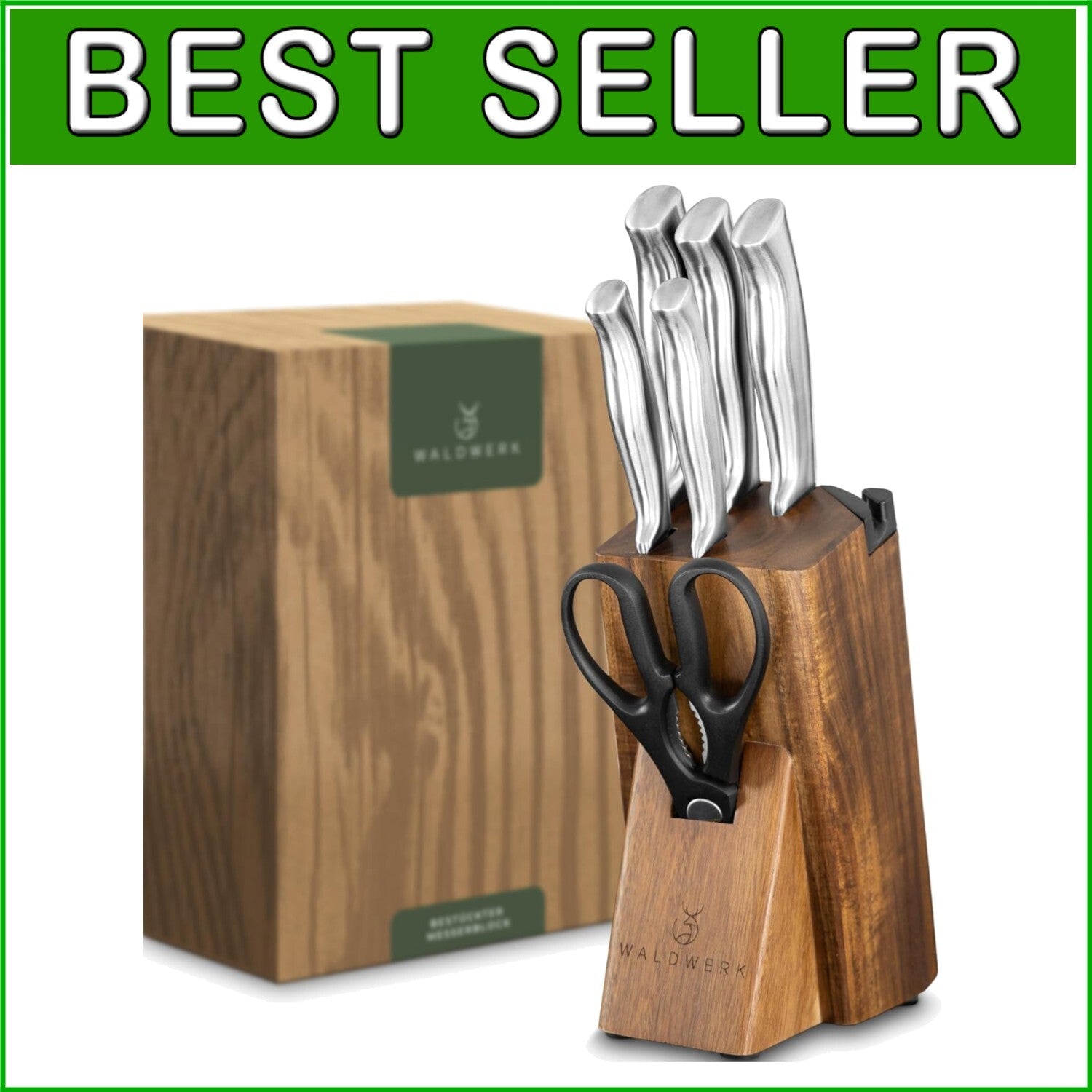 Chef’s Choice: 7-Piece Knife Block Set with Integrated Sharpener and Scissors
