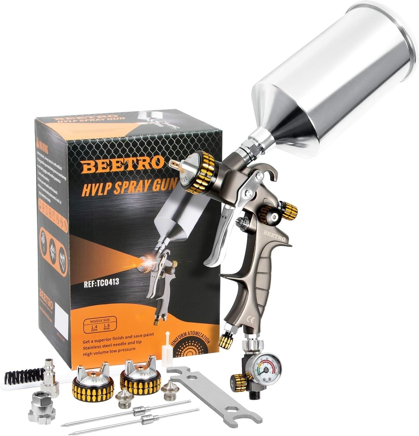 High-Efficiency HVLP Air Spray Gun 14.3 CFM - Perfect Finish with No Drip Design