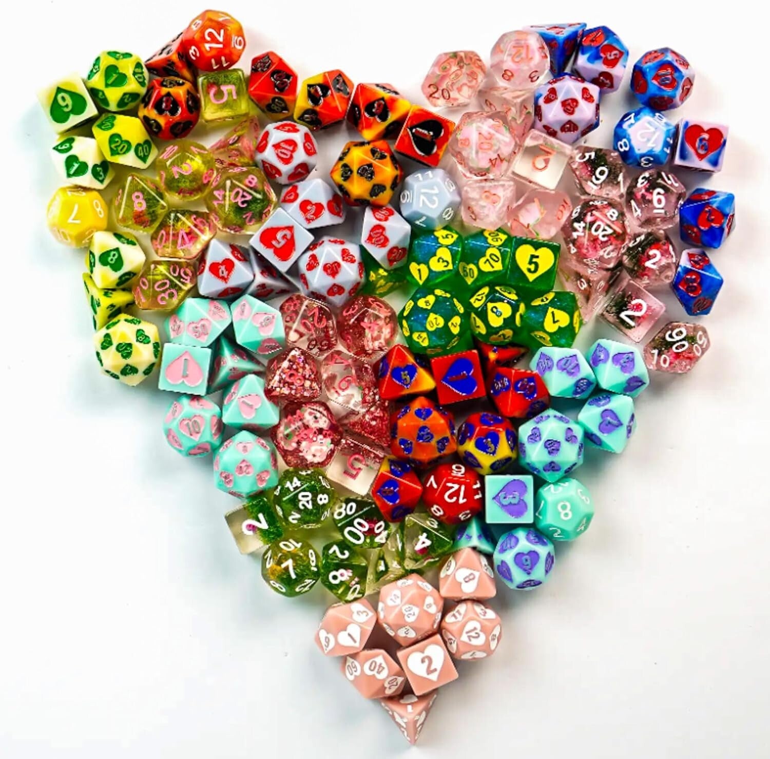 Enchanting Mystery Sweetheart Dice Set - 7 Polyhedral Designs for Game Nights