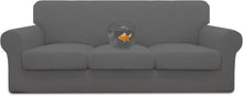 Load image into Gallery viewer, Elegant 4-Piece Couch Cover Set in Gray - Perfectly Waterproof for Kids &amp; Pets