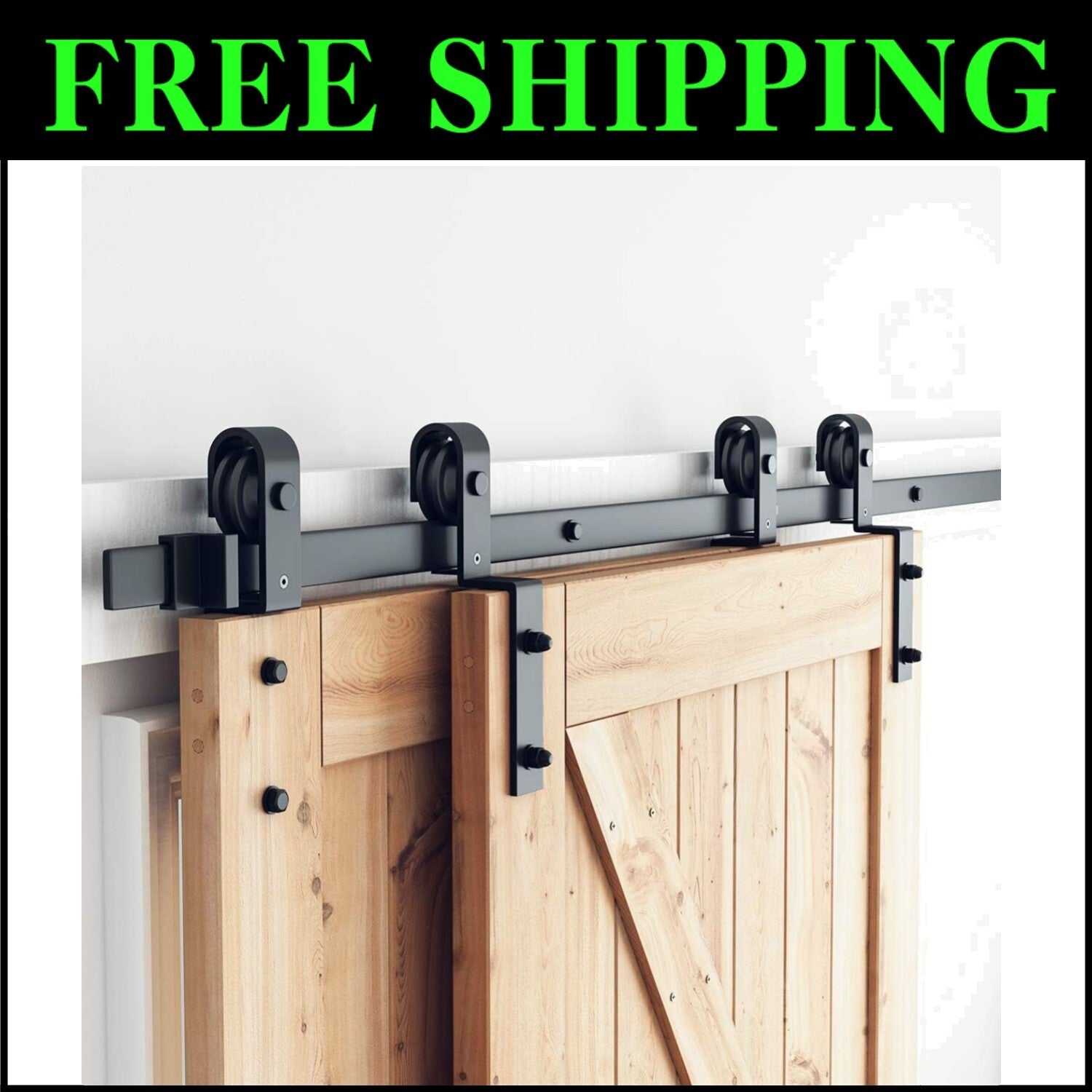 Heavy-Duty 6.6ft Sliding Barn Door Hardware - Smooth, Quiet, & Easy Install