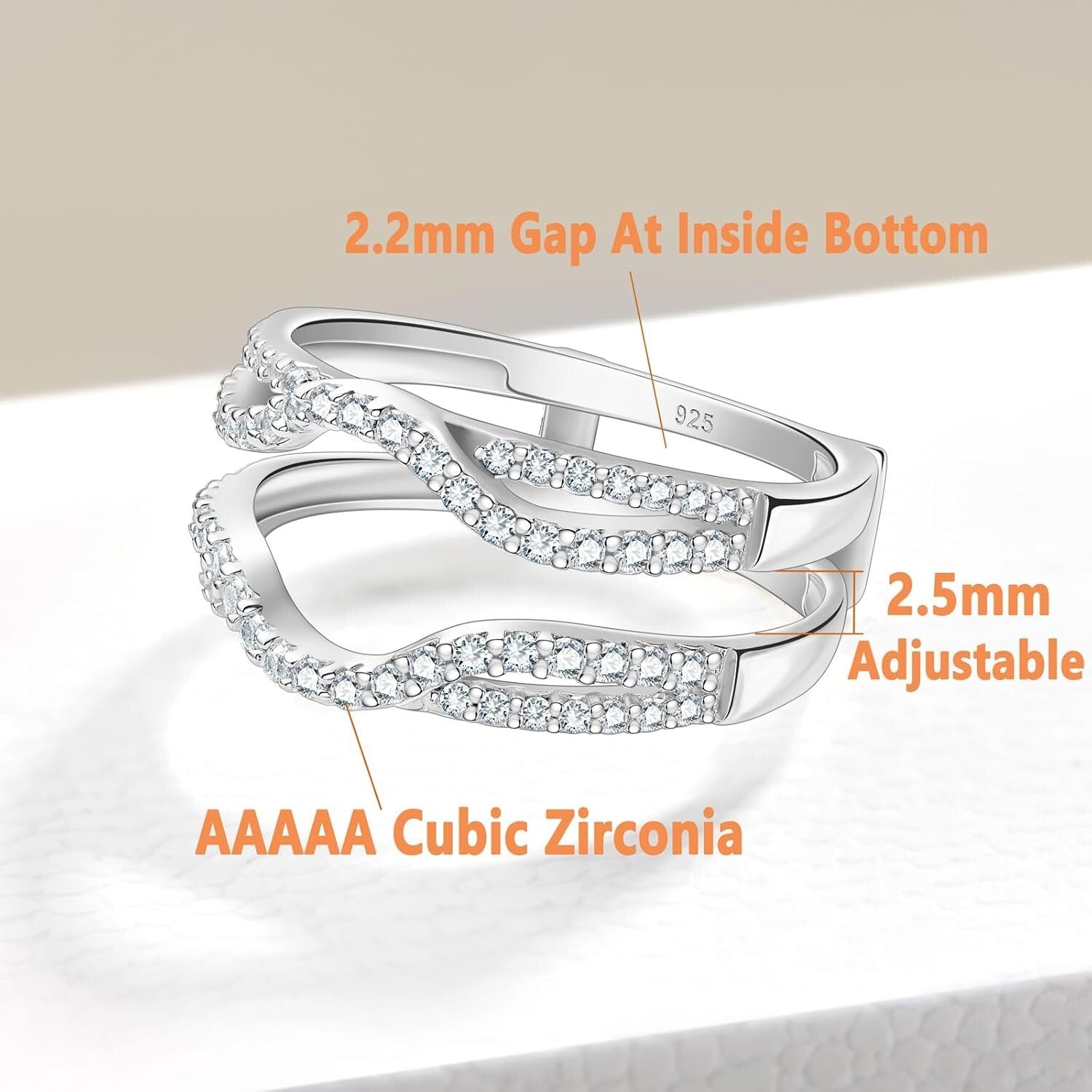 Elegant Sterling Silver Ring Enhancer with AAAAA CZ - Perfect for Any Occasion