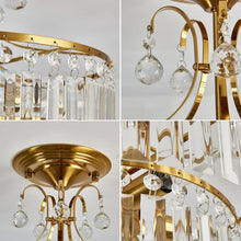 Load image into Gallery viewer, Chic Crystal Gold Semi Flush Mount Chandelier - Ideal for Living &amp; Dining Rooms