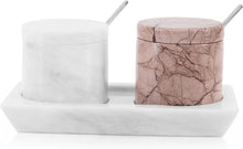 Load image into Gallery viewer, Handmade Marble Salt Cellar Set with Tray - Elegant Spice Holder for Kitchen