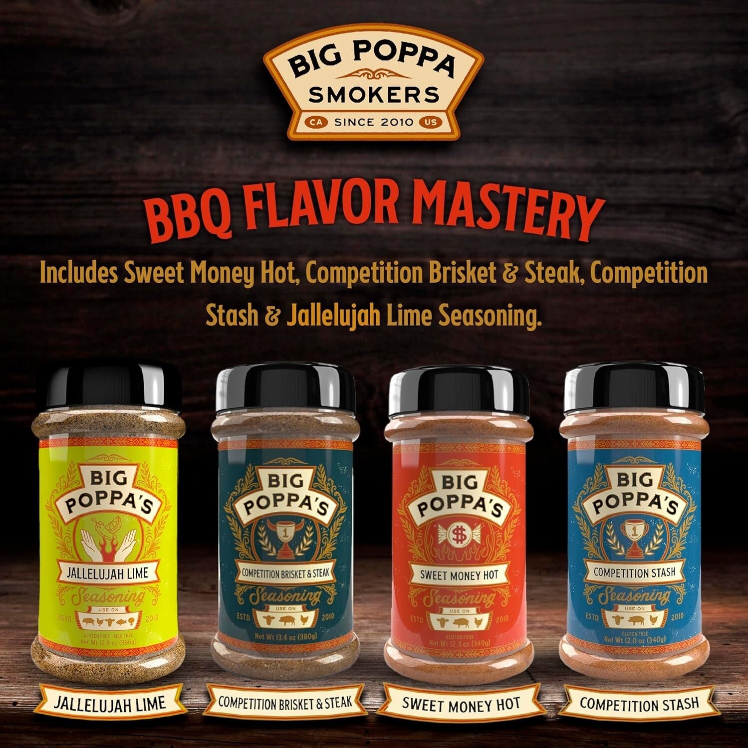 Big Poppa's Sweet Heat BBQ Seasoning 4-Pack - Perfect for All Meats & Veggies