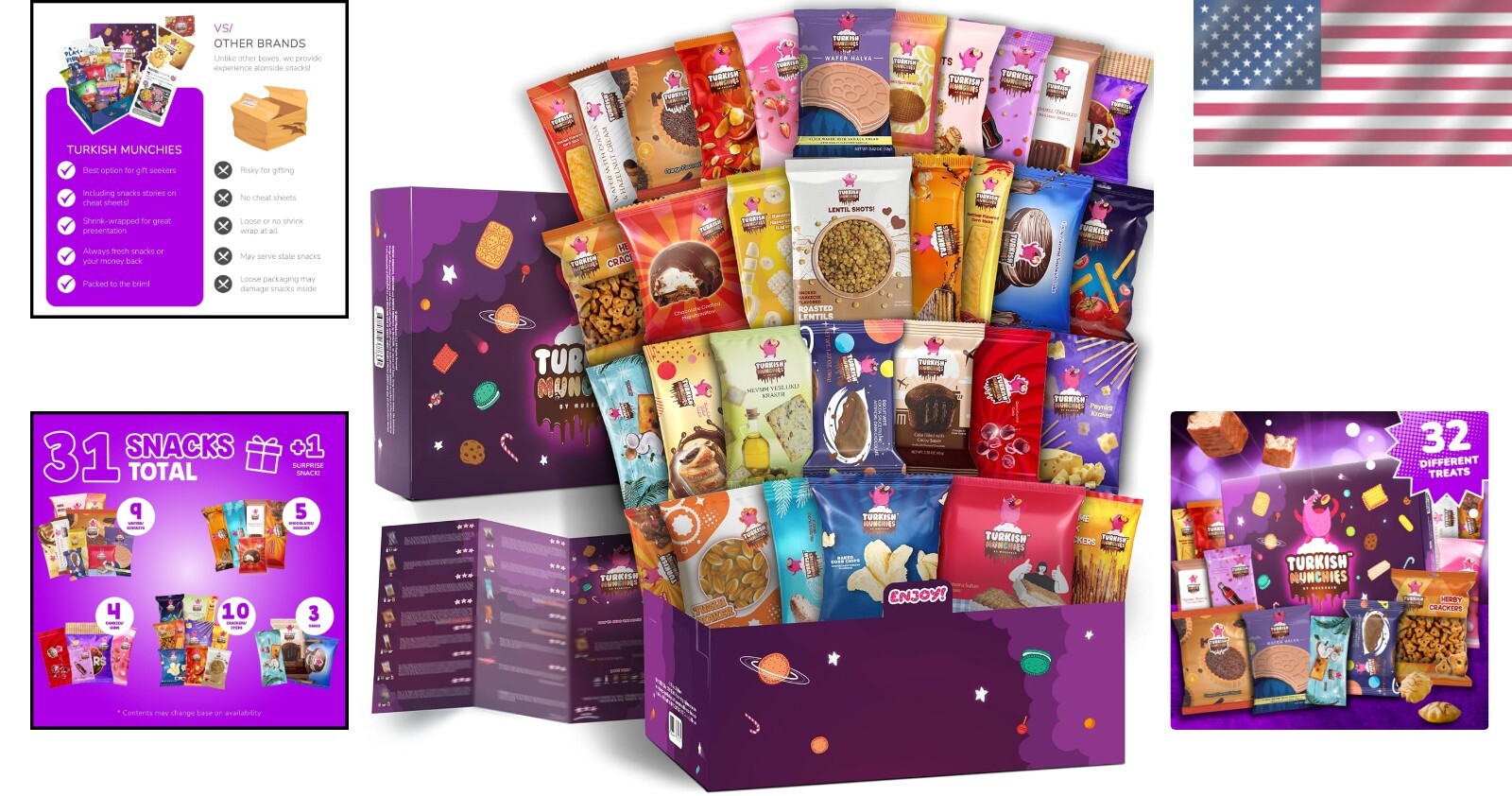 Mega International Snack Box: 32 Exotic Turkish Treats & Unique Food Gifts