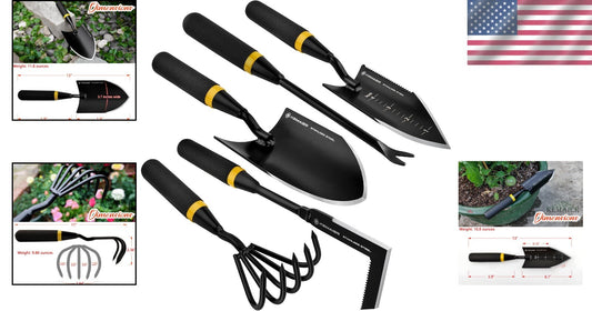 5-Piece Professional Gardening Tool Set - Heavy-Duty Stainless Steel Essentials