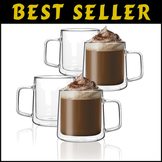 Set of 4 Elegant Insulated Glass Cups - Ideal for Housewarming or Celebrations