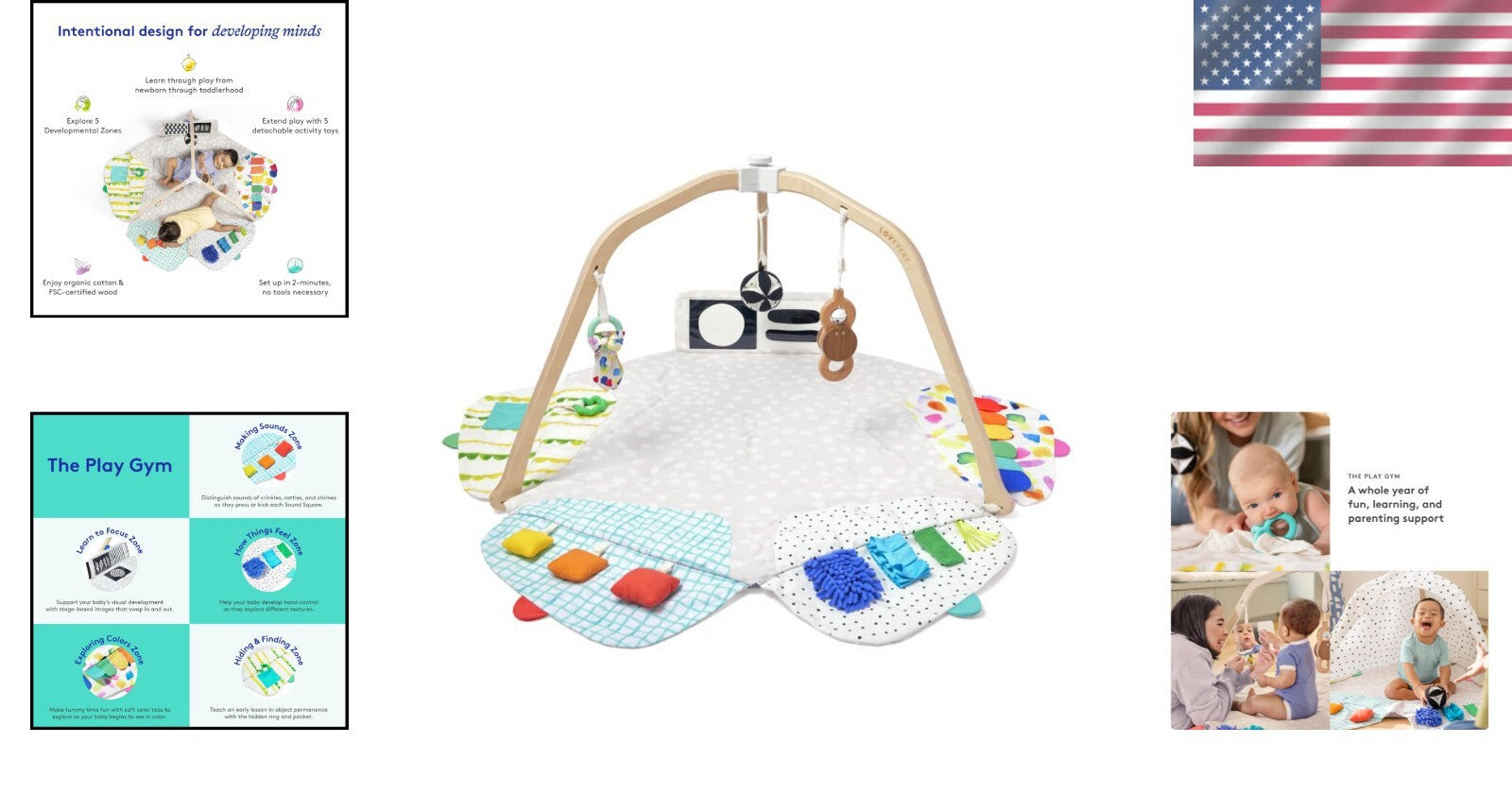 Award-Winning Montessori Baby Play Gym & Eco-Friendly Activity Mat for 0-12M