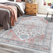 Load image into Gallery viewer, Non-Slip 5x7 Orange Boho Area Rug - Machine Washable for Living Room and Bedroom