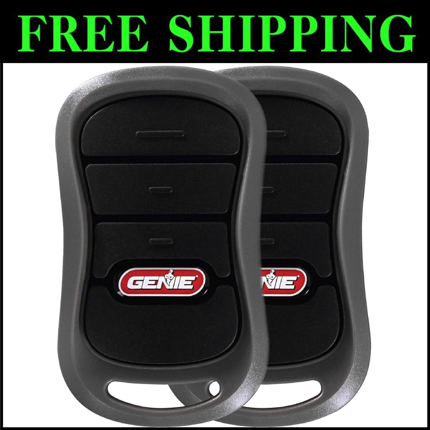 Pack of 2 Ergonomic Garage Door Opener Remotes - Intellicode Dual Frequency