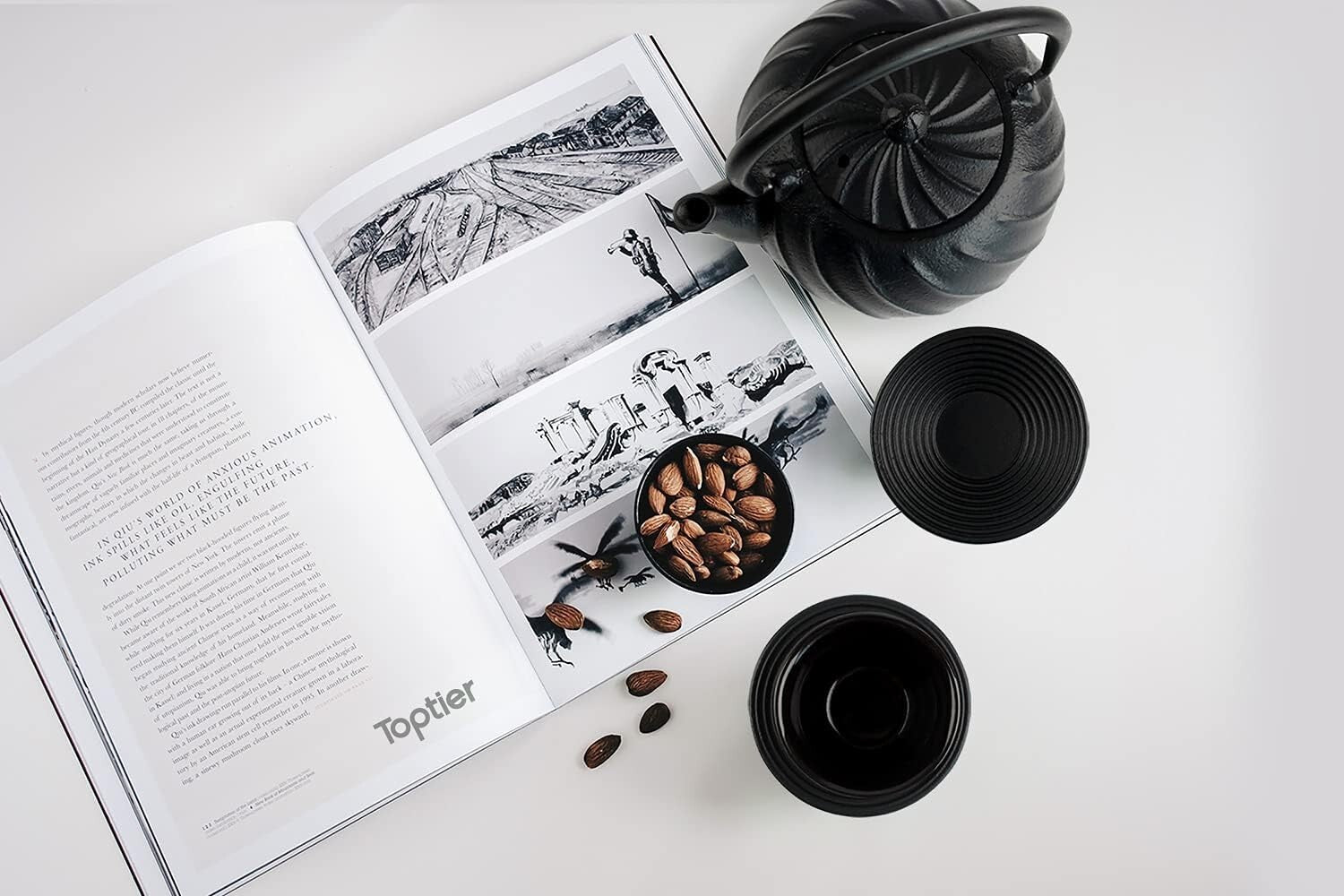 Elegant 40oz Japanese Cast Iron Tea Kettle with Infuser - Wave Pattern Design