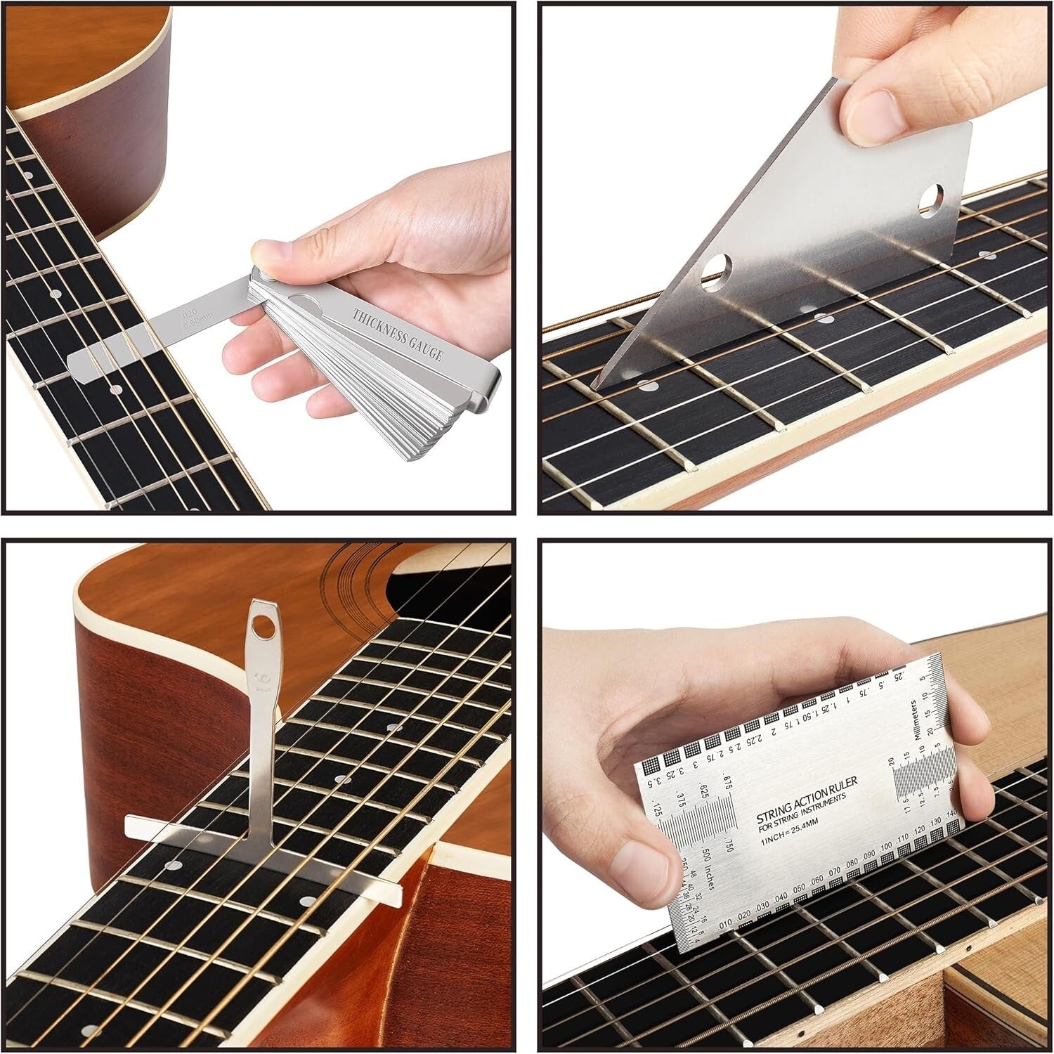 Comprehensive Guitar Setup Kit: Fret Leveler, Radius Gauges & Measurement Tools
