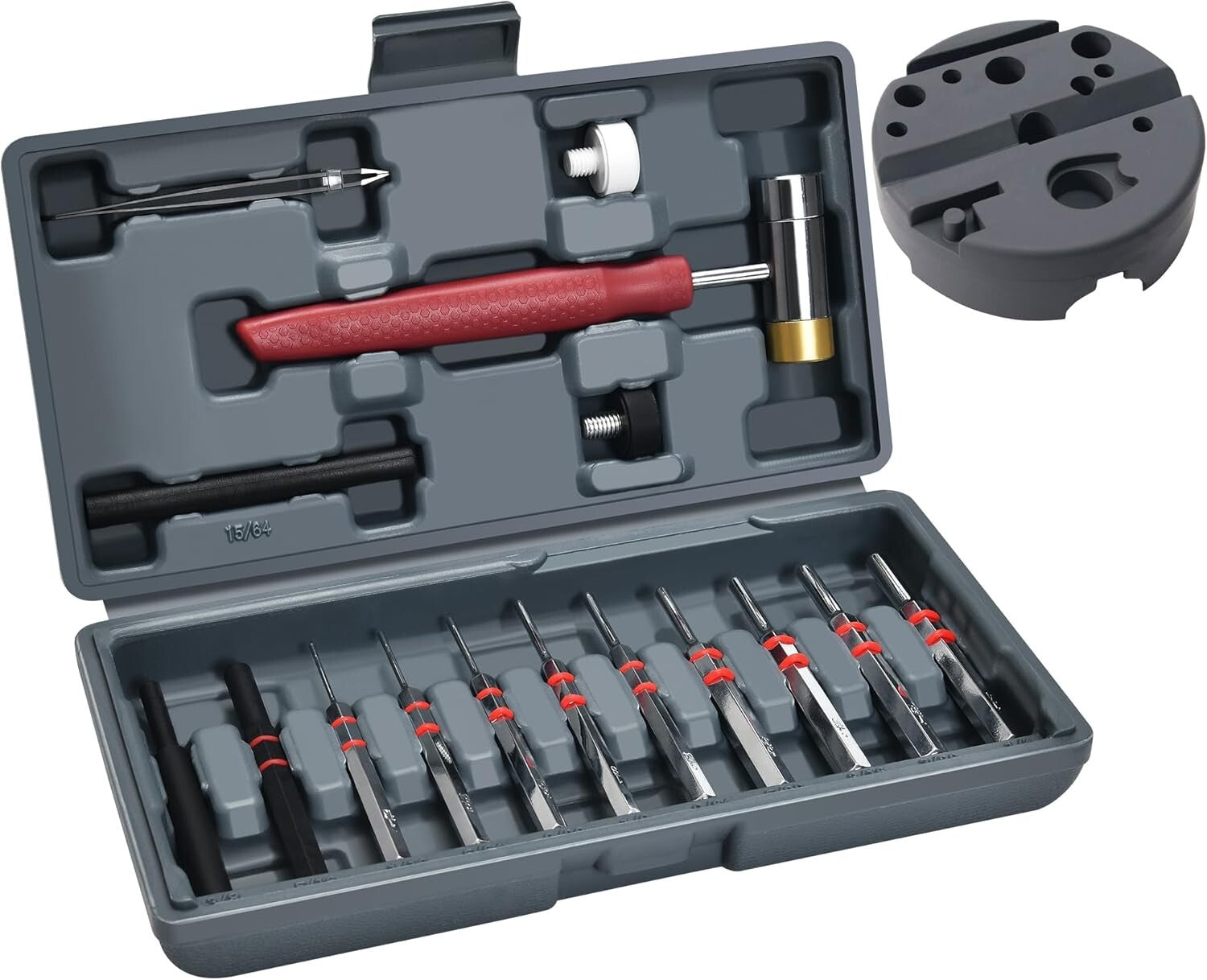 Versatile Steel Pin Punch Set with Hammer & Bench Block – Repair Tool Essentials
