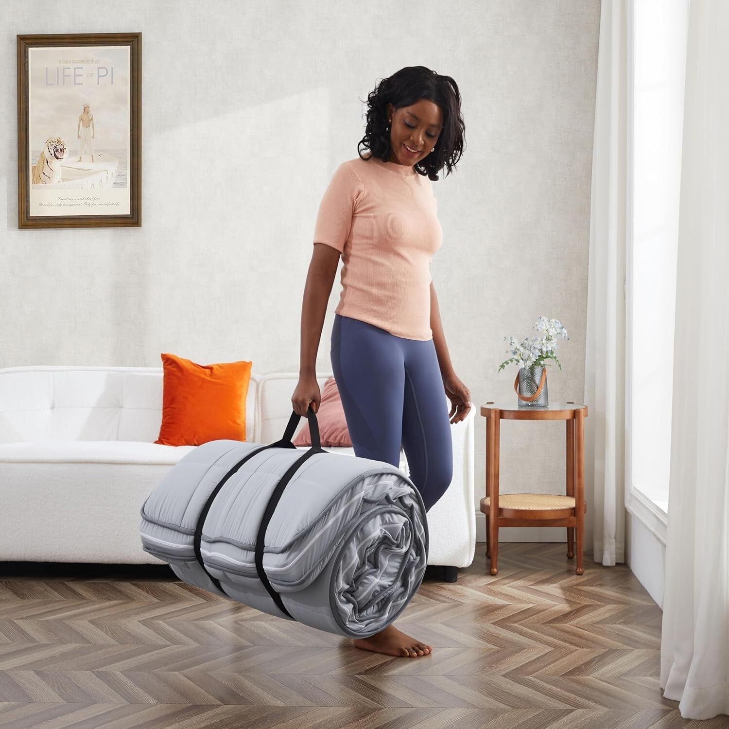 Narrow Twin 75x30" Memory Foam Topper with Zipper Cover - Lightweight & Portable