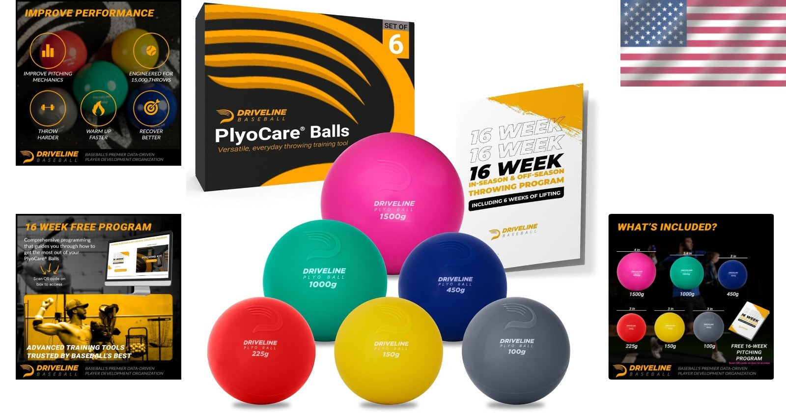 PlyoCare 6-Color Training Balls for Adult Pitchers - Boost Velocity & Mechanics