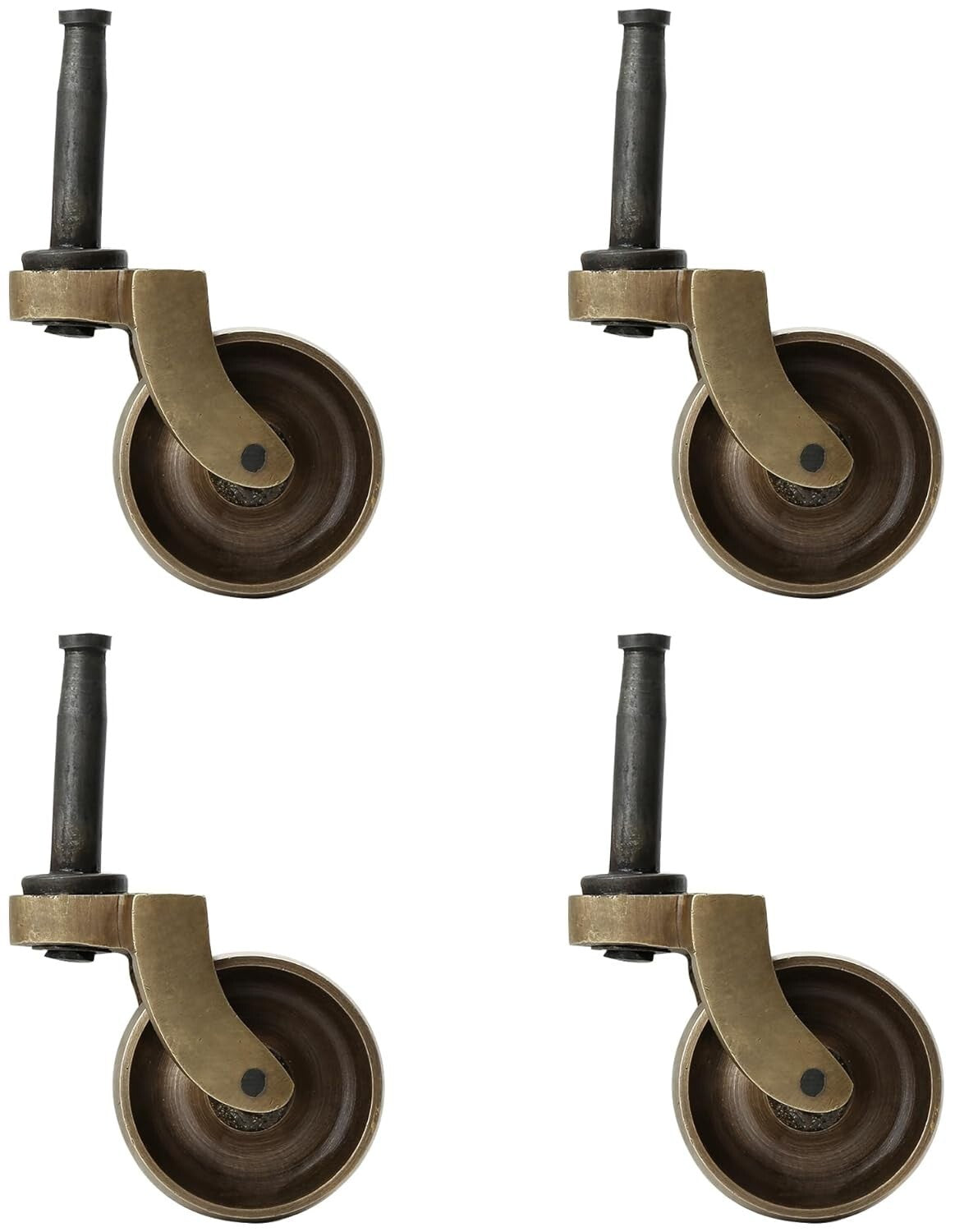Antique Brass Caster Wheels - 4-Pack Heavy Duty Swivel Casters for Furniture