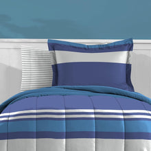 Load image into Gallery viewer, Cozy 7-Piece Full Bed Set with Rugby Stripe Comforter - Perfect for Kids' Rooms