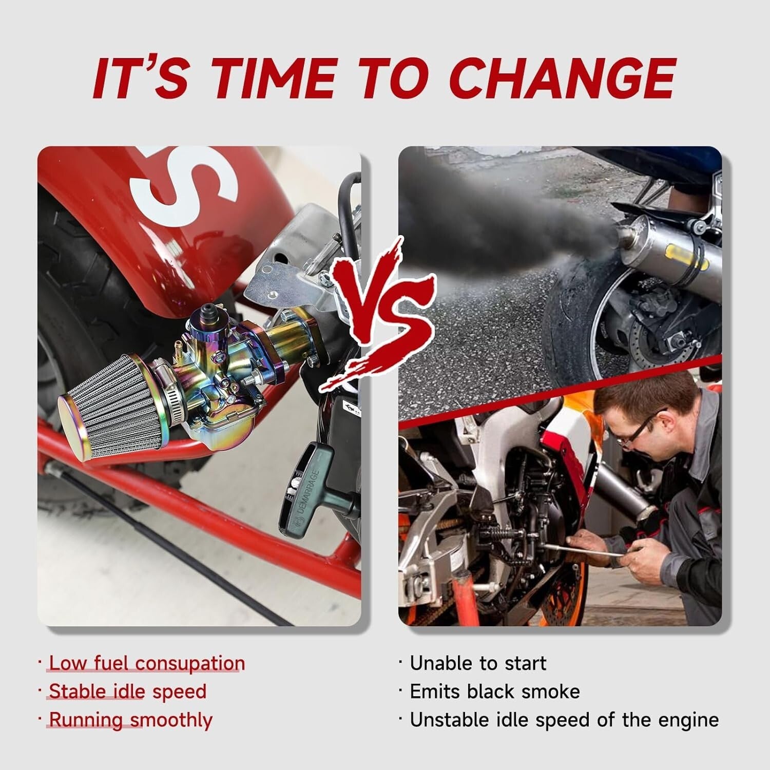 VM22 High-Performance Carburetor & Throttle Cable Kit - Fits Predator Mini Bikes