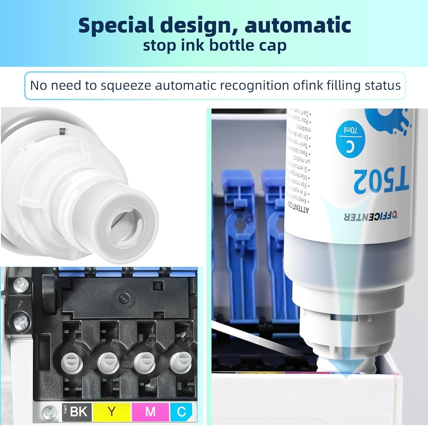 High-Capacity 10 Pack T502 Ink Refill Bottles for Ecotank & Supertank Printers